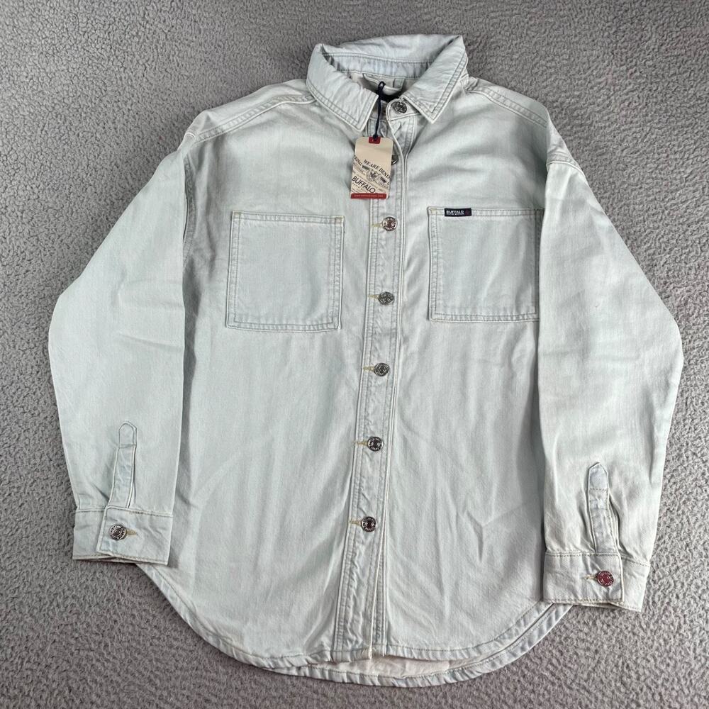 Buffalo Sydney Denim Shacket in Bleached Blue - BL15947 NWT Women's Size Small